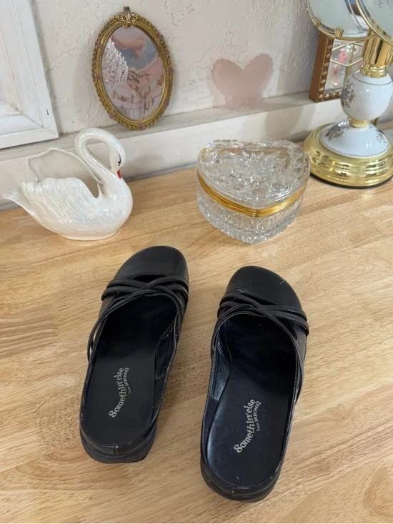 Skechers Something Else Black Crisscross Slip-On Mary Jane Mules Size 8 Grunge - Picture 6 of 14